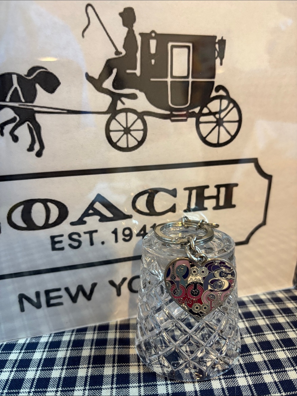 Coach poppy Multicolor Enamel Heart Key Ring vintage Y2K